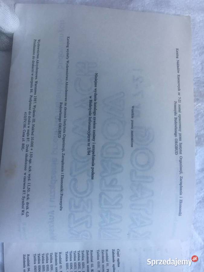 Katalog Nakładów Rzeczowych 721 Maszyny i