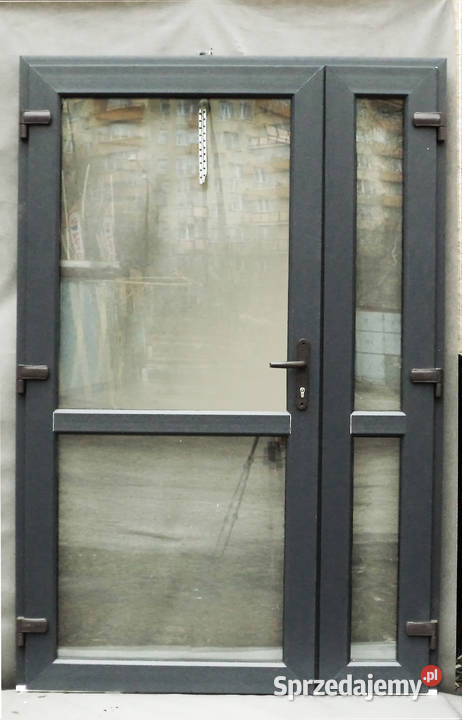 Drzwi dwuskrzydłowe 140x210 drzwi antracyt nowe