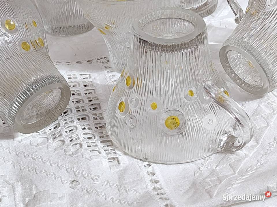 Filiżanki szklaneczki szkło PRL Legnica