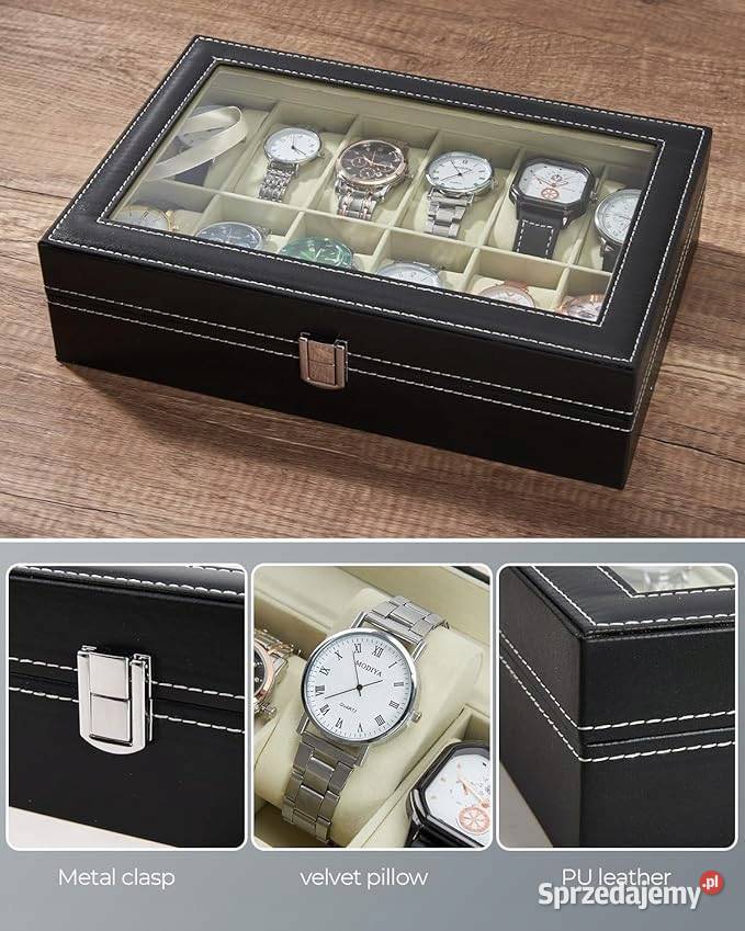 Pudełko na zegarek Ohuhu 12 przegródek Myszyniec