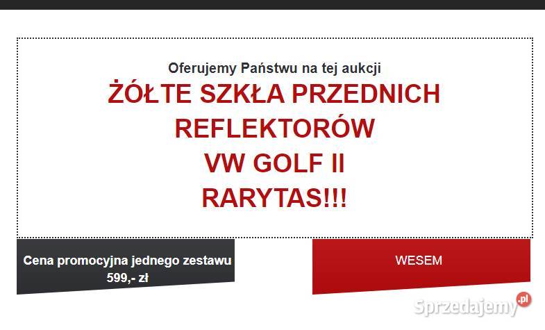 SZKŁA REFLEKTORÓW GOLF II MK2 ZÓŁTE SZKŁO zachodniopomorskie Szczecin