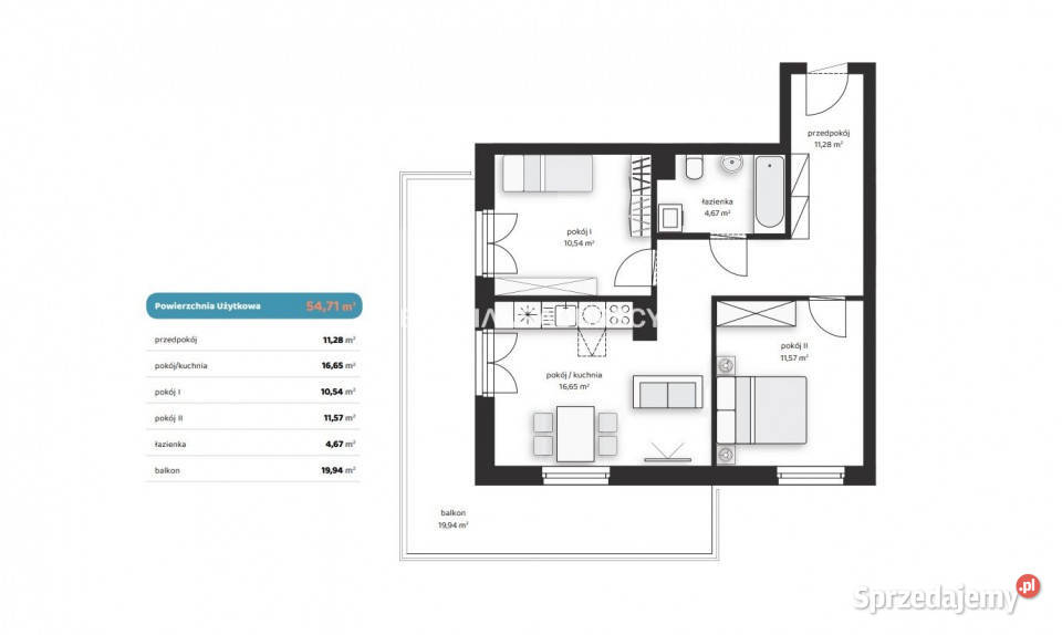 sprzedaży mieszkania 5471m2 3pokojowe Kraków Piętro 2