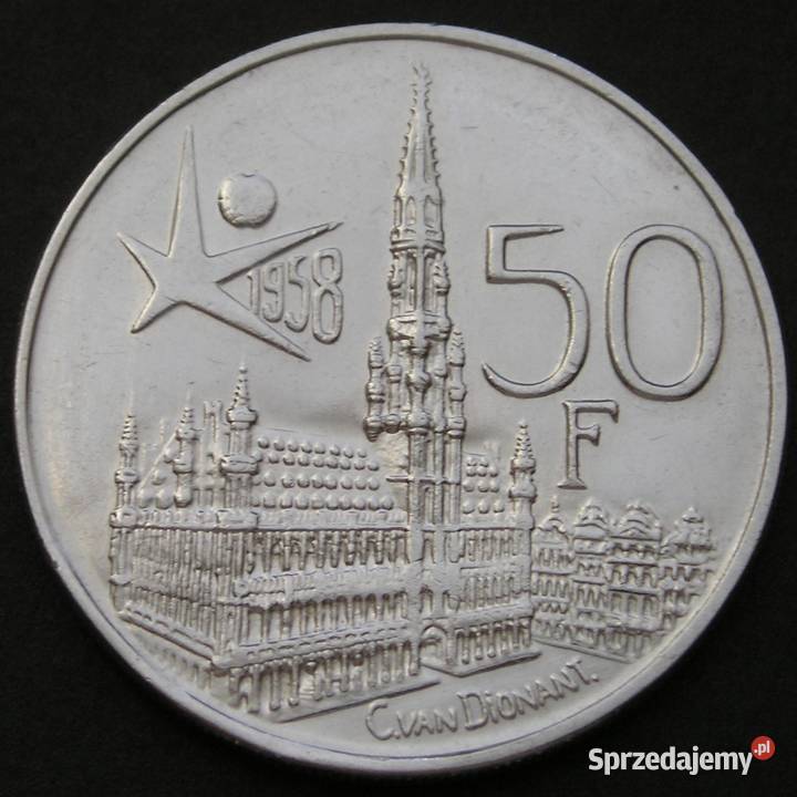 BELGIA 50 FRANKÓW 1958 SREBRO Łódź