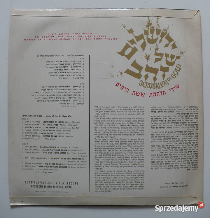 Płyta winylowa Jerusalem of Gold Muzyka żydowska