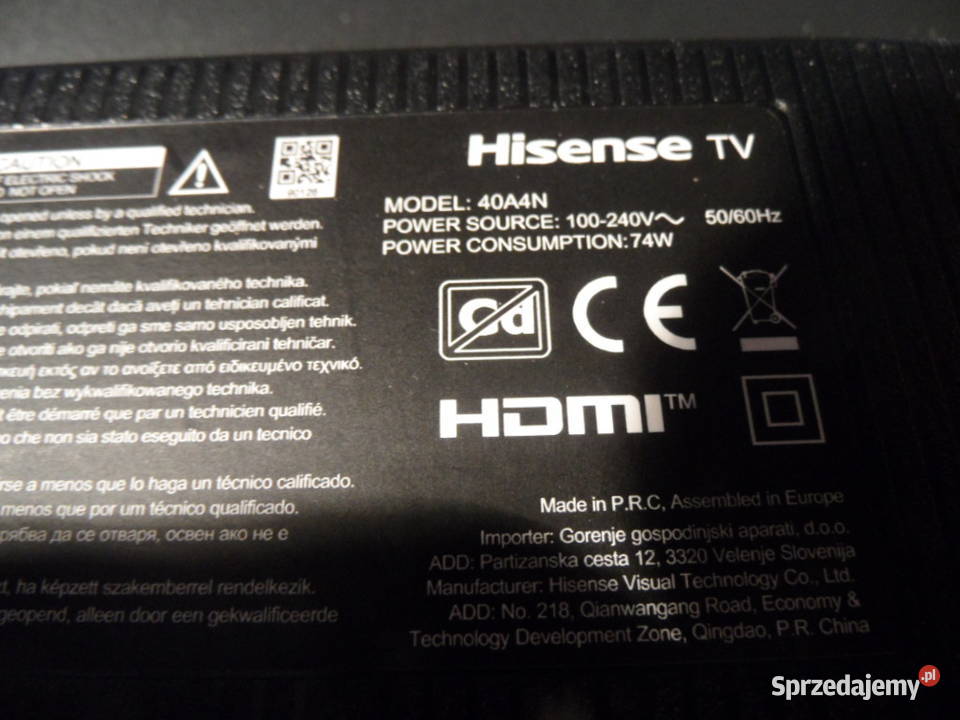 plyta glowna telewizora HISENSE 40A4N Kielce sprzedam