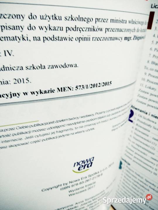 Matematyka 1 ZSZ nowa era mazowieckie Warszawa