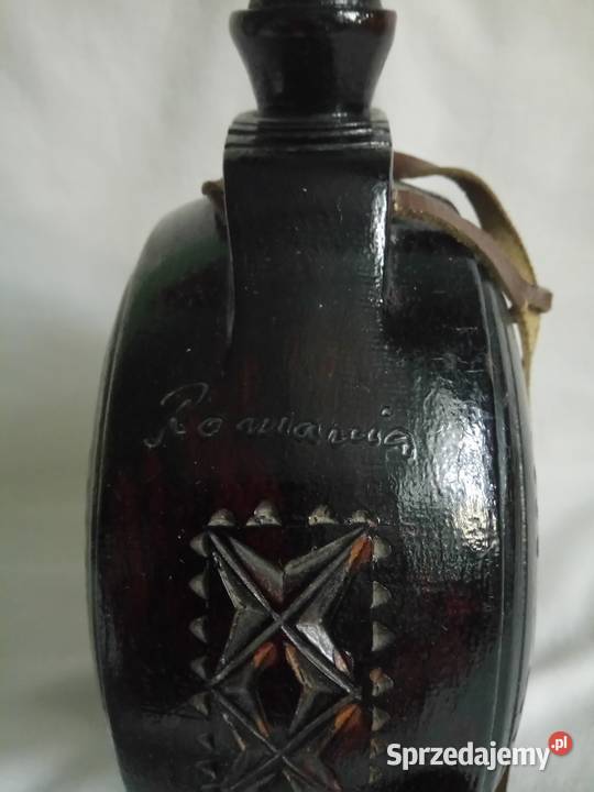 Ozdobny bukłak karafka drewno Rumunia vintage mazowieckie