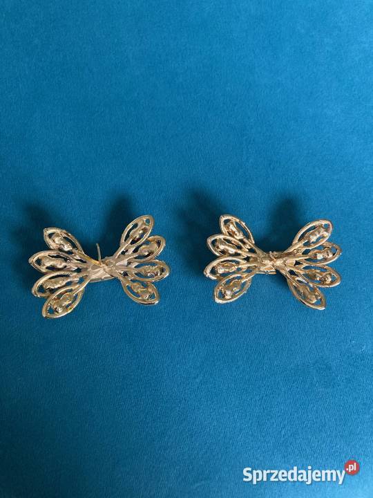 Nowa złota kokardka cyrkonie brylanty klipsy Ozdoby Galanteria i dodatki Nisko