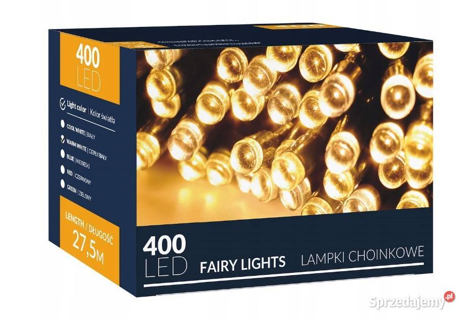 LAMPKI 400LED NA CHOINKĘ ZEWWEW BIAŁE CIEPŁE 27M
