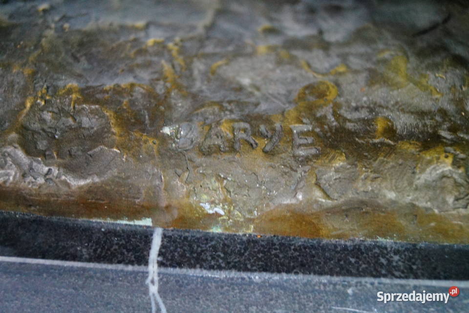 Figura z brązu groźny LEW piękna masywna rzeźba Antyki Gizałki