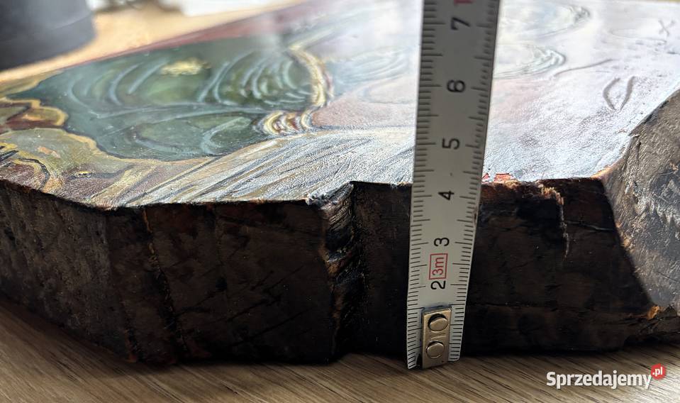 Obraz ikona malowana na desce drewnianej Szczecin