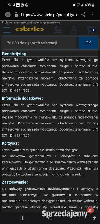 Przedłużka z chłodzeniem zewnętrznym M24 Elbląg