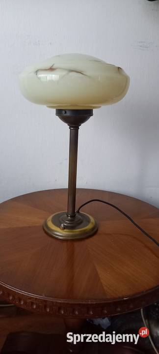 Mosiężna lampa gabinetowa klosz w marmurkowy Skierniewice