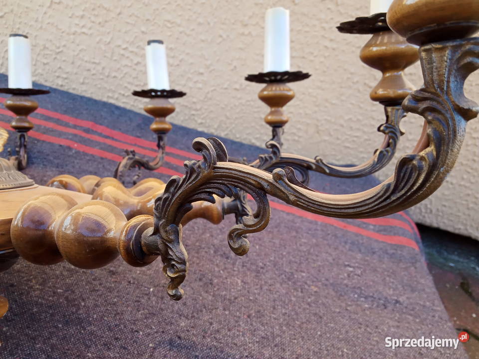 Żyrandol Mosiądz Drewno wielkopolskie Poznań sprzedam