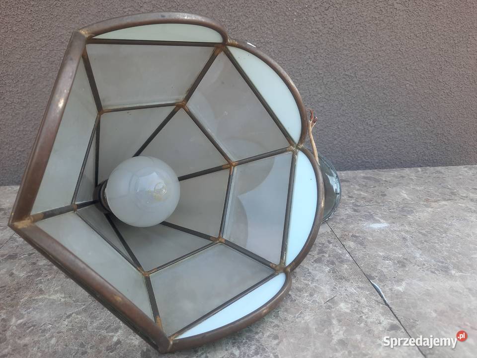 10 Stara lampa sufitowa witrażowa żyrandol Tczew