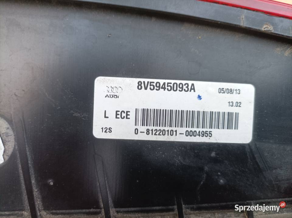 Audi A3 8V sedan lampa tylna lewa europa łódzkie Łódź