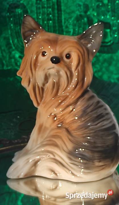 MELBA Wyjątkowa porcelanowa figura psa rasy YORK.