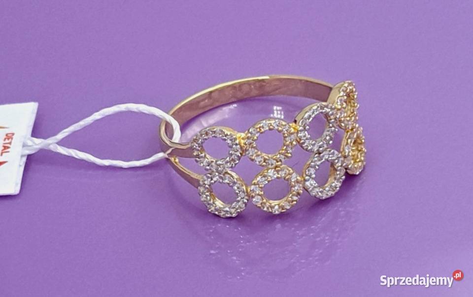 20 Pierścionek r18 Złoty pr585 Kółeczka Z1003 wielkopolskie