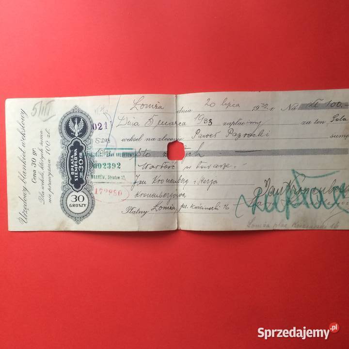 1540 Weksel Wystawiony W Łomży 37 Antykwariat