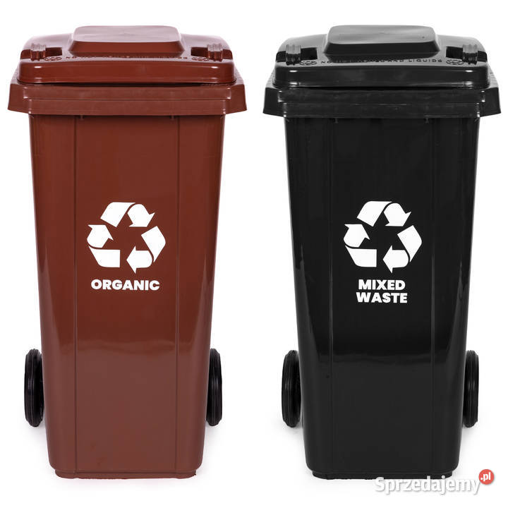 Zestaw 2 koszy na śmieci pojemniki 2x120L czarny Pozostałe