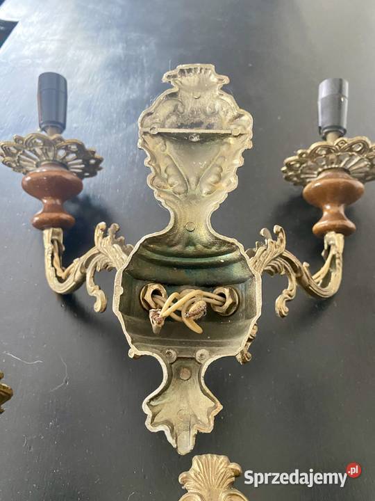 Sprzedam 2 kinkiety mosiądz drewno Poznań sprzedam