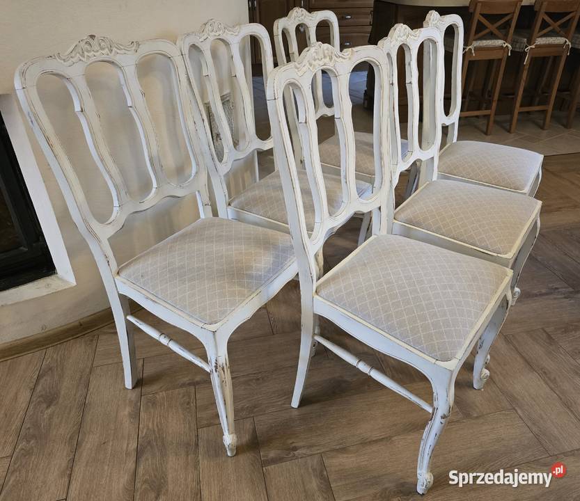 Krzesła ludwikowskie 6 shabby chic