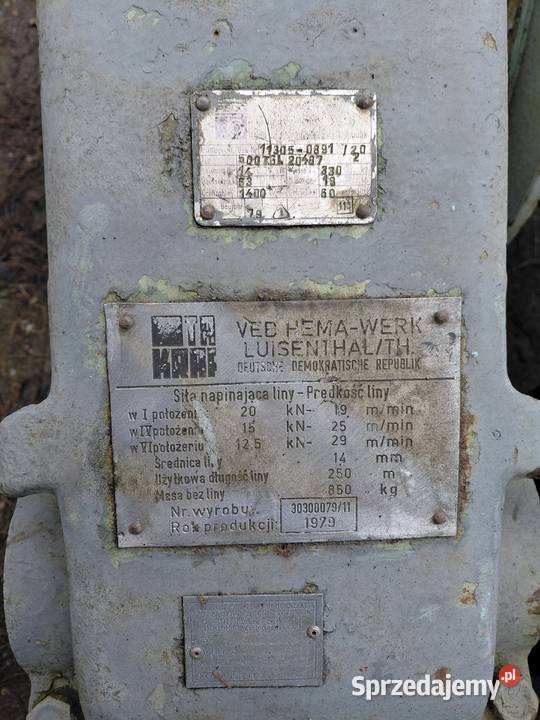 Elekrowciąg Wciągarka Suwnica Wciągnik linowy Magazynowanie Gliwice sprzedam