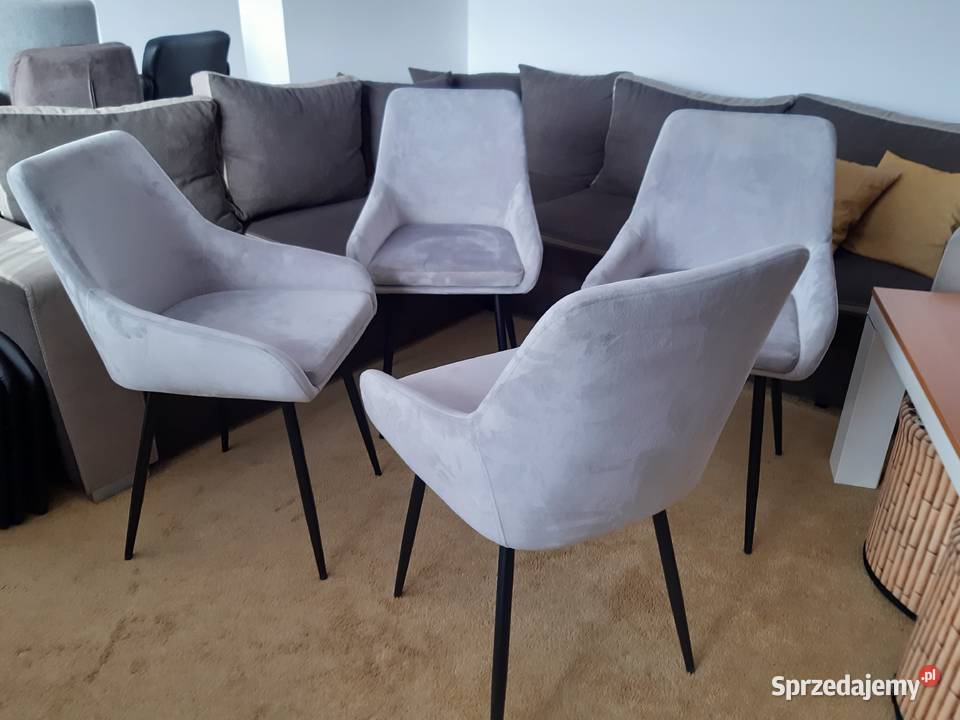 Krzesła welurowe szare glamour loft NOWE 45cm Stoły, krzesła, biurka Ostrowiec Świętokrzyski
