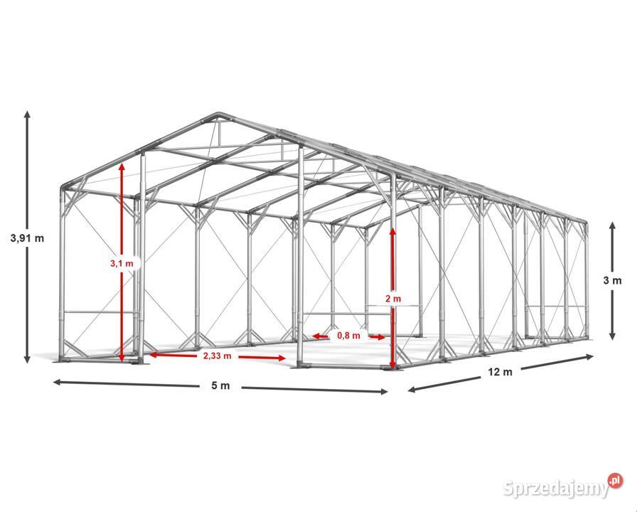 5x12x3m Namiot magazyn mocny trudnopalny hala Łódź
