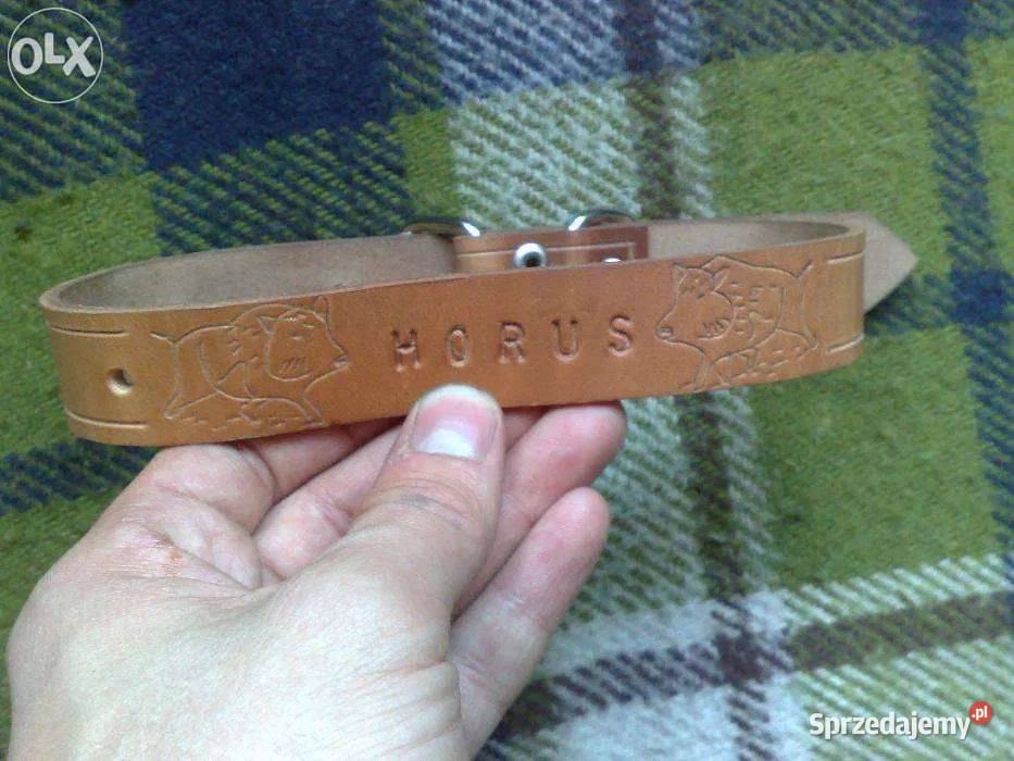 OBROŻA z IMIENIEM psa kota 100 skóra juchtowa no Tarnobrzeg sprzedam