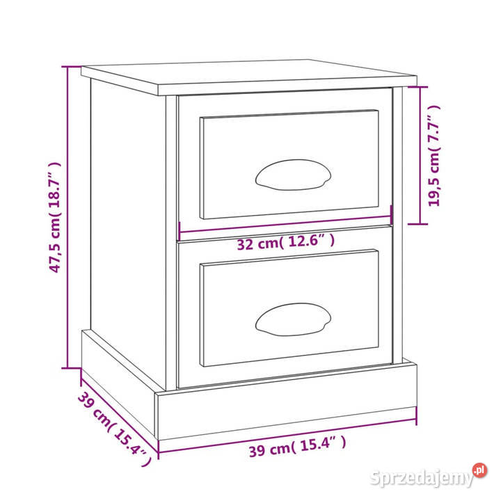 Szafka nocna biała 39x39x475 materiał