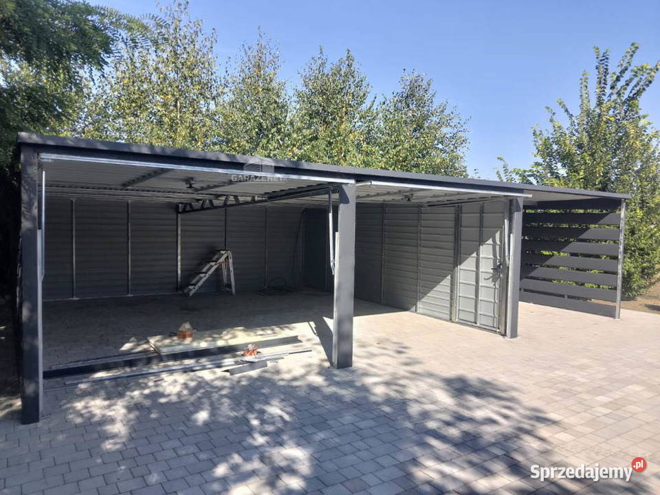 GARAŻ BLASZANY 6m x 6m WIATA 3m SPAD TYŁ 2xBRAMA Łapanów