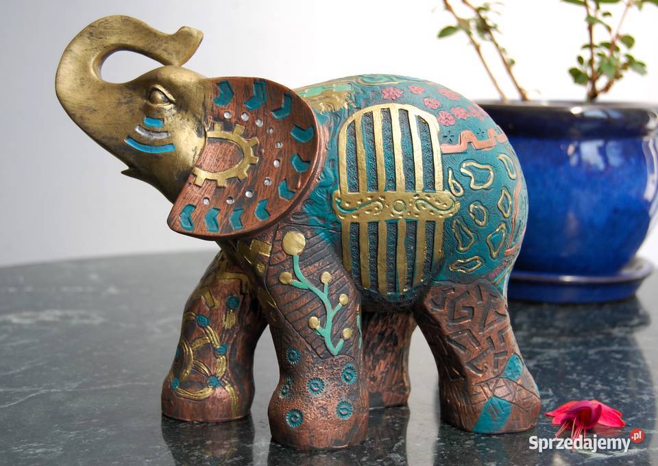 Słoń egipski ręcznie malowana figurka żywica sprzedam