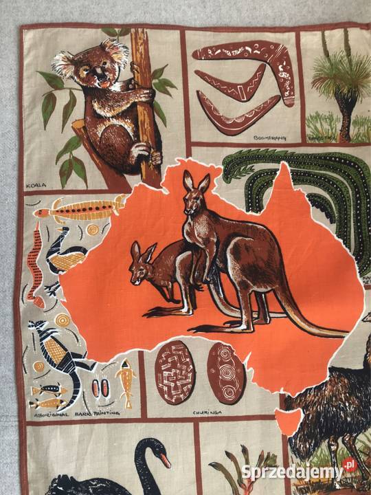 Lniana serwetka ściereczka vintage Australia Warszawa