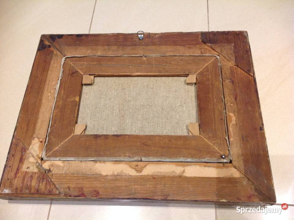 Stary Obraz Olejny w Złotej Drewniano Gipsowej Nowa Sól