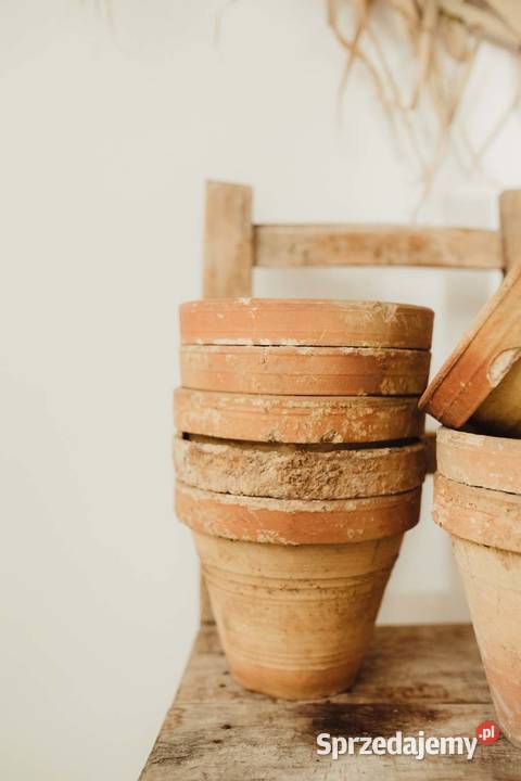 Stare piękne gliniane doniczki rustykalne 3 Wrocław