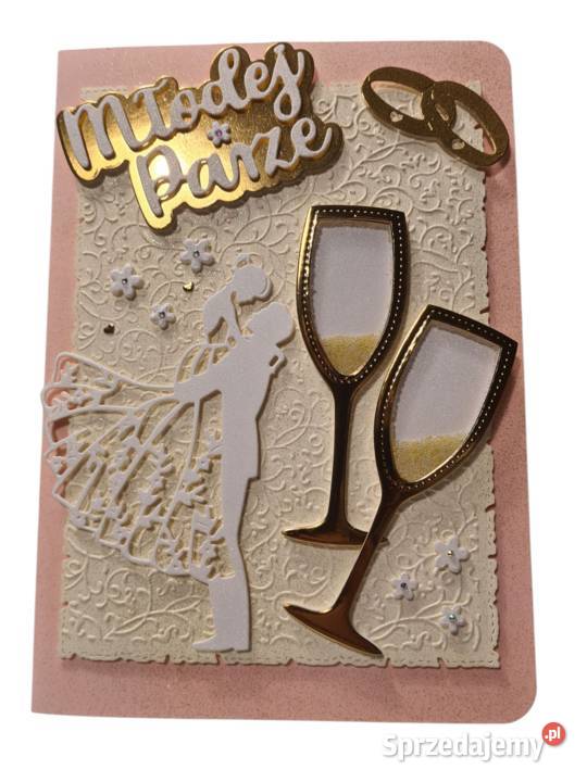 Kartka ślubna z kieliszkami łódzkie