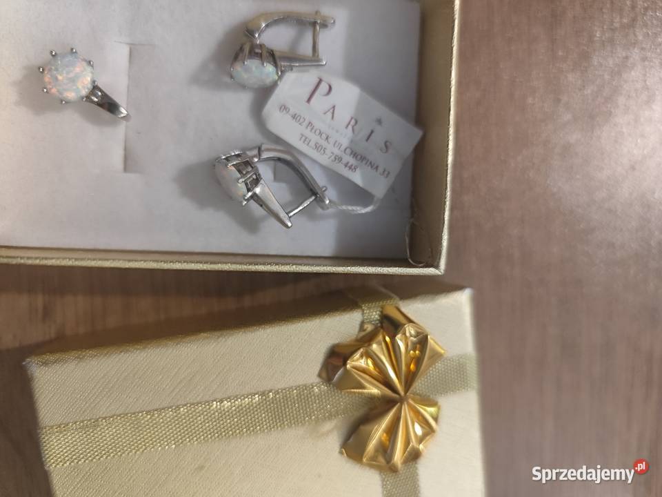 Kolczyki z wisiorkiem srebro z opalem mazowieckie Warka sprzedam