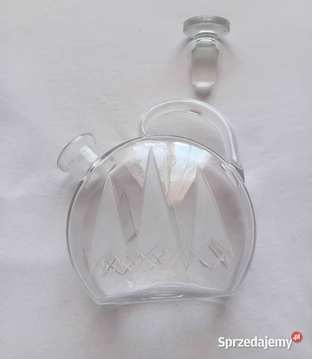 Karafka z uchwytem art deco Bohemia połowa XX w Porcelana i szkło Koźminek