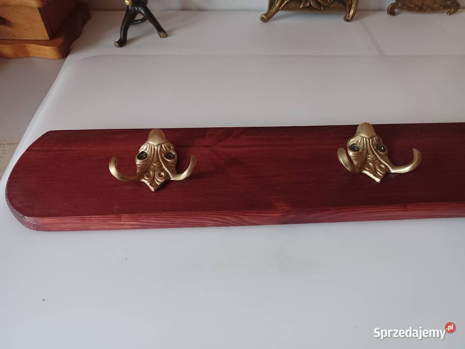 Mosiężne masywne piękne wieszaki na desce Pozostałe Poznań sprzedam