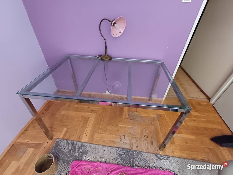 Stary szklany stół francja lata 70 te Lublin
