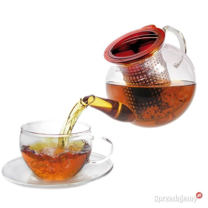Szklany imbryk czajnik zaparzacz FINUM TEA czerwony Warszawa