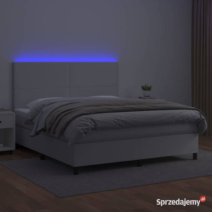 Łóżko kontynentalne z materacem i LED biała 160cm Warszawa