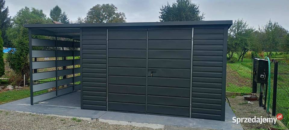 Domek Ogrodowy Narzędziowy 6x4 z wiatą Ciemny Poznań