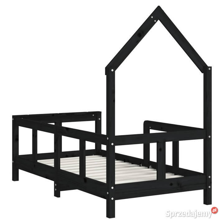 Rama łóżka dziecięcego czarna 70x140 drewno mazowieckie sprzedam