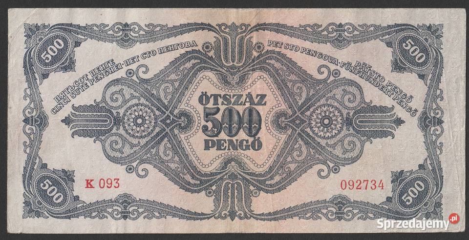 WĘGRY 500 PENGO 1945 Numizmatyka łódzkie Łódź