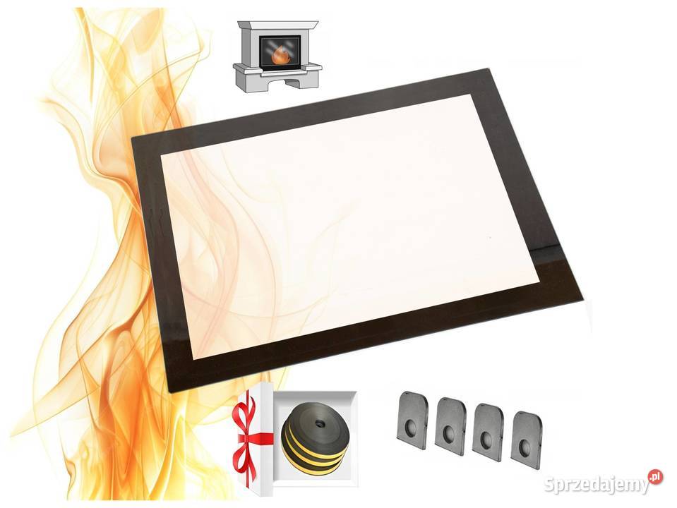 SZYBA do kominka pieca Z DEKOREM Czarna brokat Skawina sprzedam