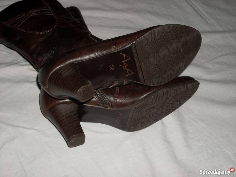 NOWE skórzane kozaki 35 36 wygodne skóra nat