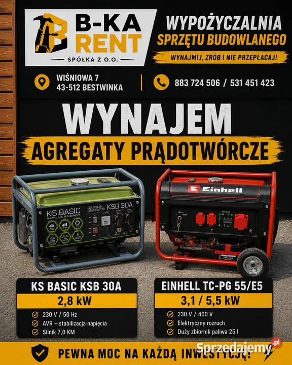Agregat prądotwórczy wynajem Bestwinka