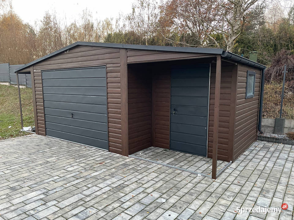 Garaż Blaszany Ciemny orzech z wnęką 55x5m 15x5m Sprzedaż